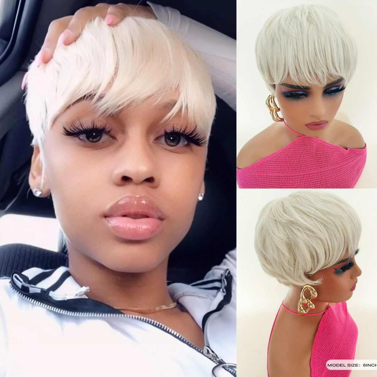 Highlight Synthetic Wigs Short Straight Pixie Cut Wig