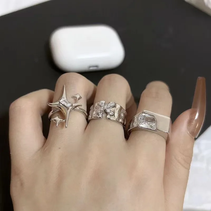 Korean Version of The Manxing Couple Ring Features An Inlaid Zircon Texture Stylish Unique Letter X Design Halloween Women 2025