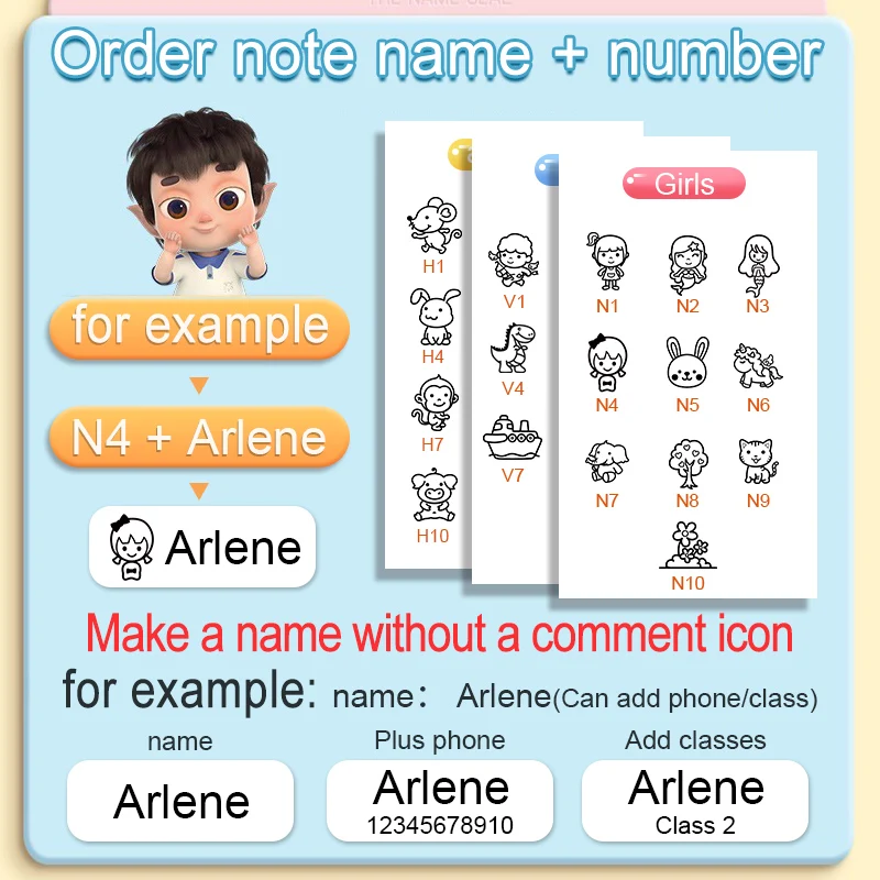 Ensure easy and fun identification of school supplies with waterproof name stamps; personalized for clothes, shoes, bags