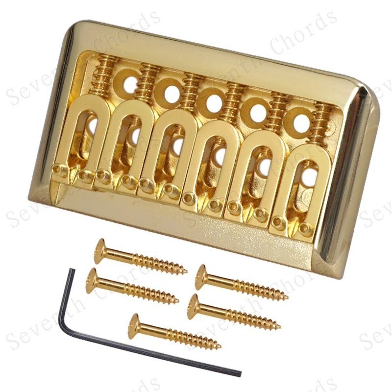 1 Set 6 Saiten Gold Silber E-Gitarren-Brücke Top-Load-Sattel Hardtail 76MM Musikinstrument-Zubehörteile – Detail 14