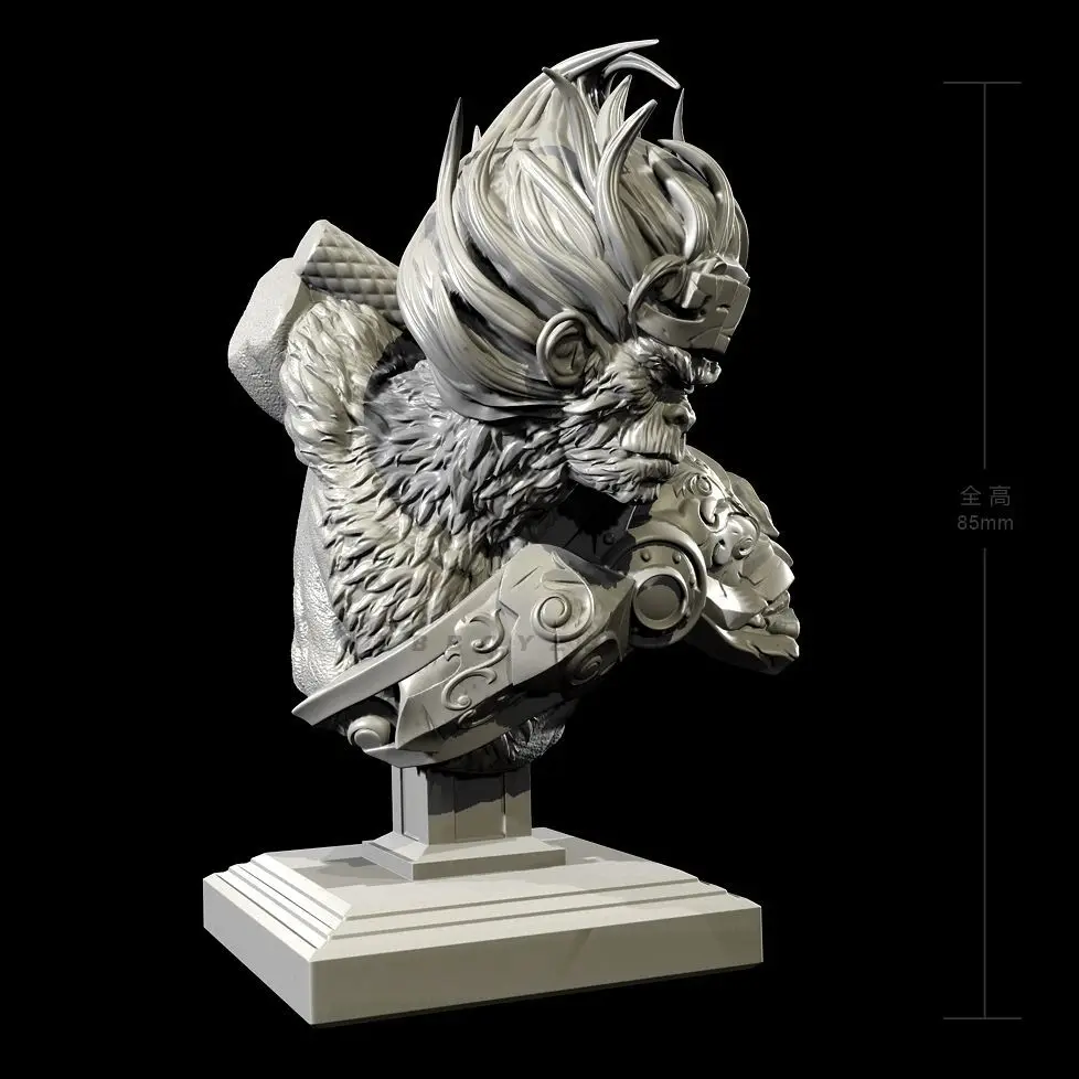 85mm Sun Wukong Bust Resin Model 3D Printed DIY Painting Figurines Self-assembly Miniatures