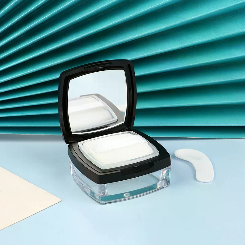 Portable Mini 5g Powder Box Empty Sieve Loose Powder Pot Square Box with Powder Puff Cosmetic Travel Makeup Jar Sifter Container