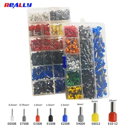 EV Copper Tube Insulated Connector Kit - 22-7AWG Sorting Ring Pin Tube Terminal 200/800/1200PCS E 0508 7508 1508 4009 6012 for E