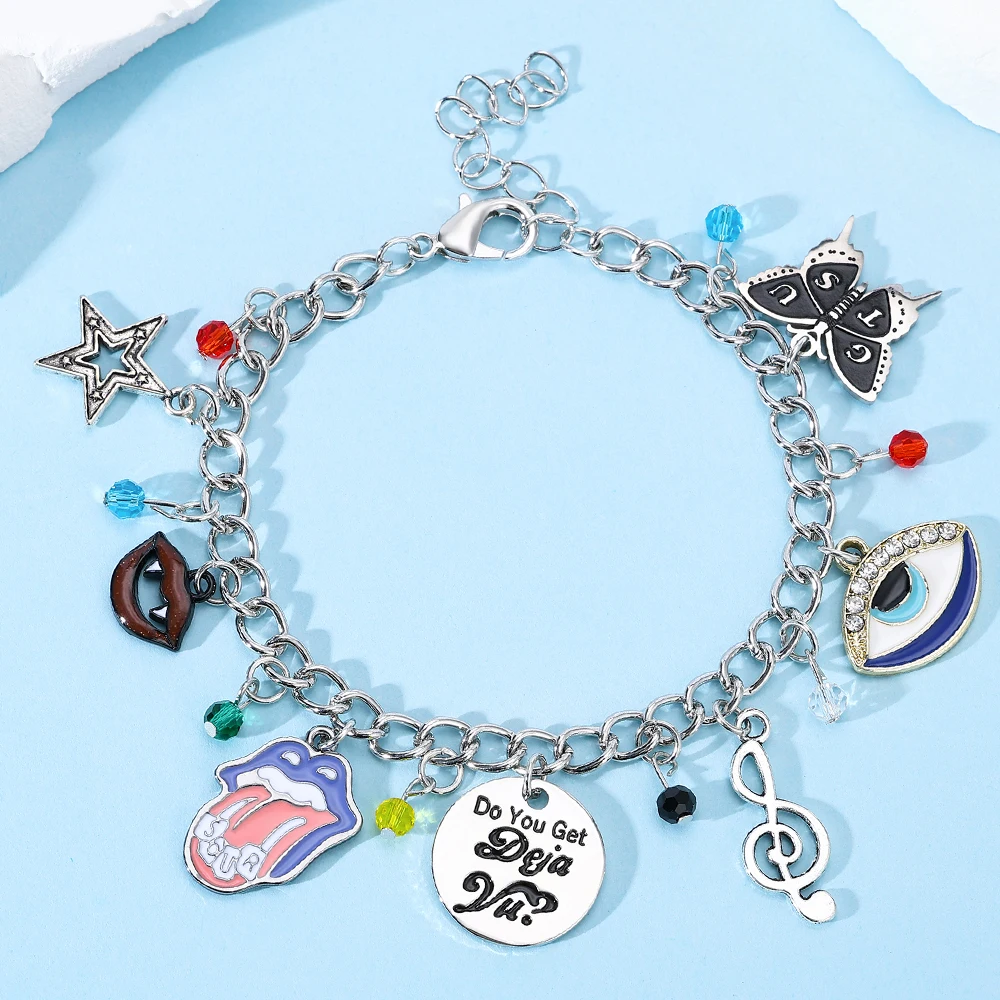 Olivia the Rodrigo Concert Theme Charm Bracelet Singer Guts World Tour Star Shine Fashion Jewelry Girl Fans Party Happy Gift