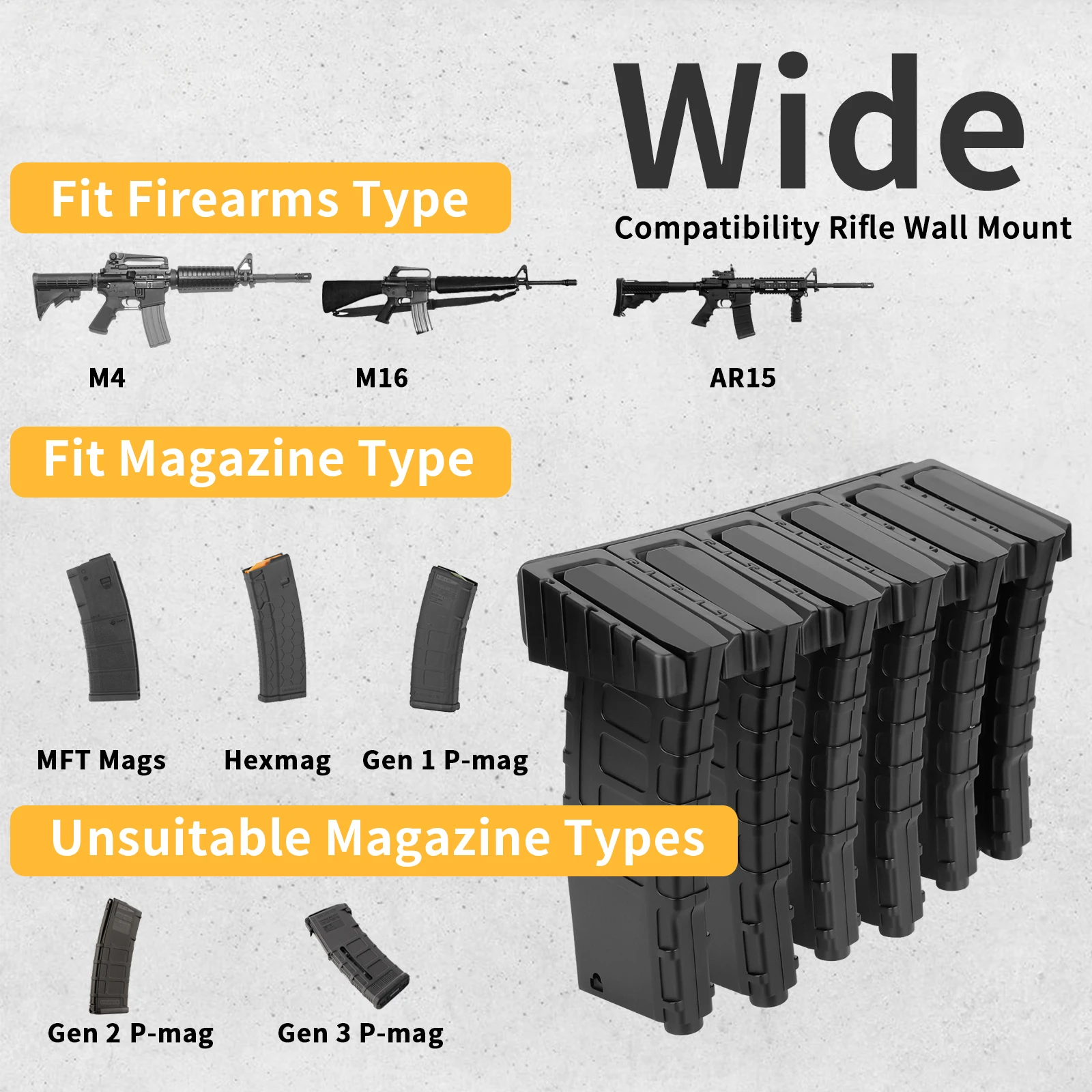 Adoreal แม่เหล็ก ABS 6 มาตรฐาน AR Rack Wall Mount AR MAG สําหรับ 5.56 .223 นิตยสาร Wall นิตยสารแม่เหล็ก AR MAG Organizer