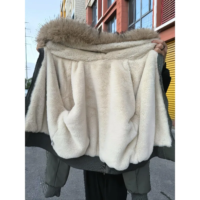 

YYAHAHAS Women's Winter 2025 New Thick Cotton Coat American Short Coat with Plush Jacket Female Clothing