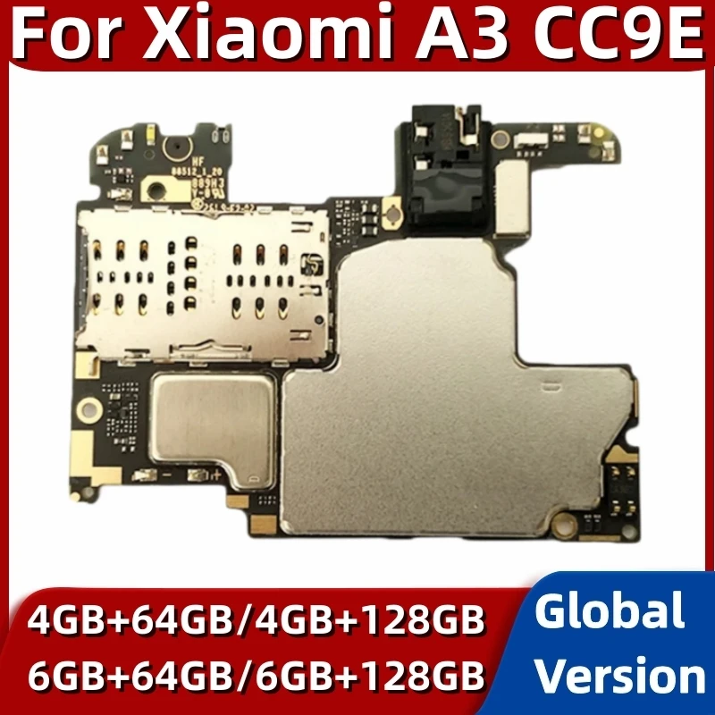 Motherboard for Xiaomi Mi A3 CC9E, 64GB, 128GB, Original Logic Board, Unlocked Mainboard, Full Chips