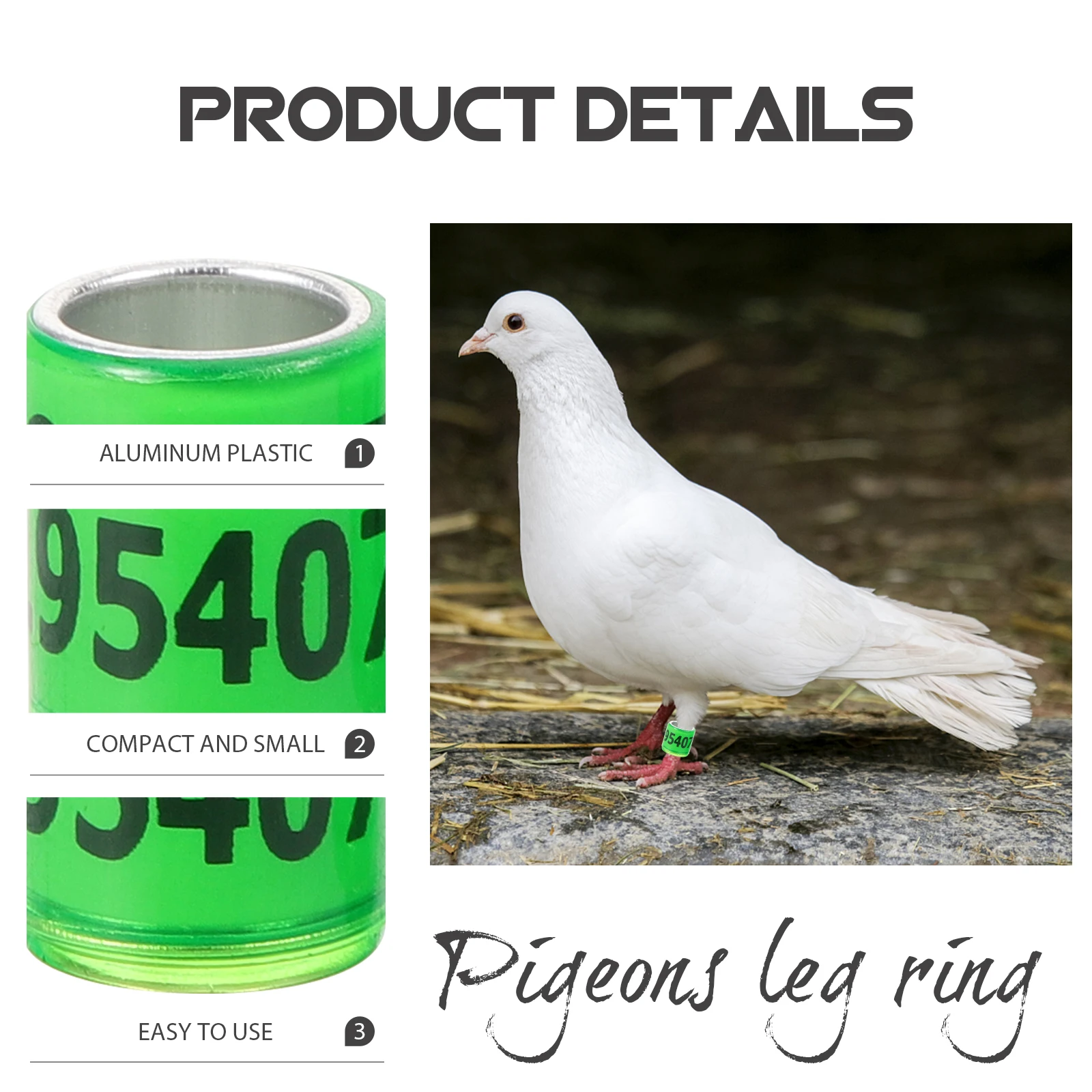 

100Pcs Racing Pigeon Leg Easy Apply Remove Lightweight Aluminum Plastic Foot Bands Bird Identification