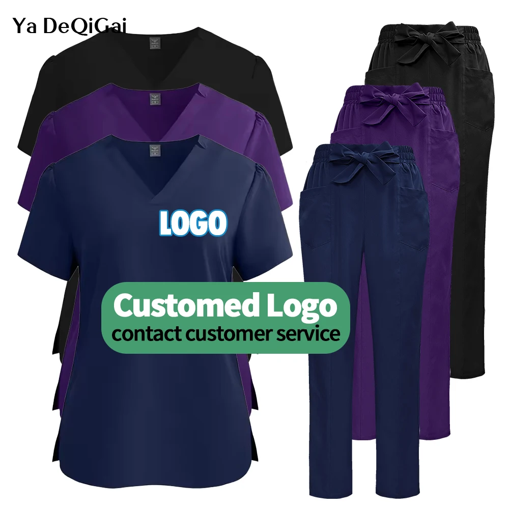 

New Fashion Beauty SPA Work Clothes Women Medical Surgical Uniform Doctor Dentist Workwear Nursing Nurse Scrub Set Customed Logo
