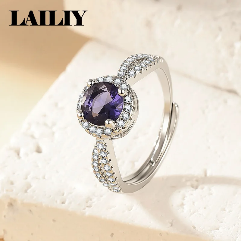 LAILIY925 Sterling Silver Hot Selling Gift Party Double Row Diamond Twist Wall Adjustable Ring For Women Fashion Jewelry