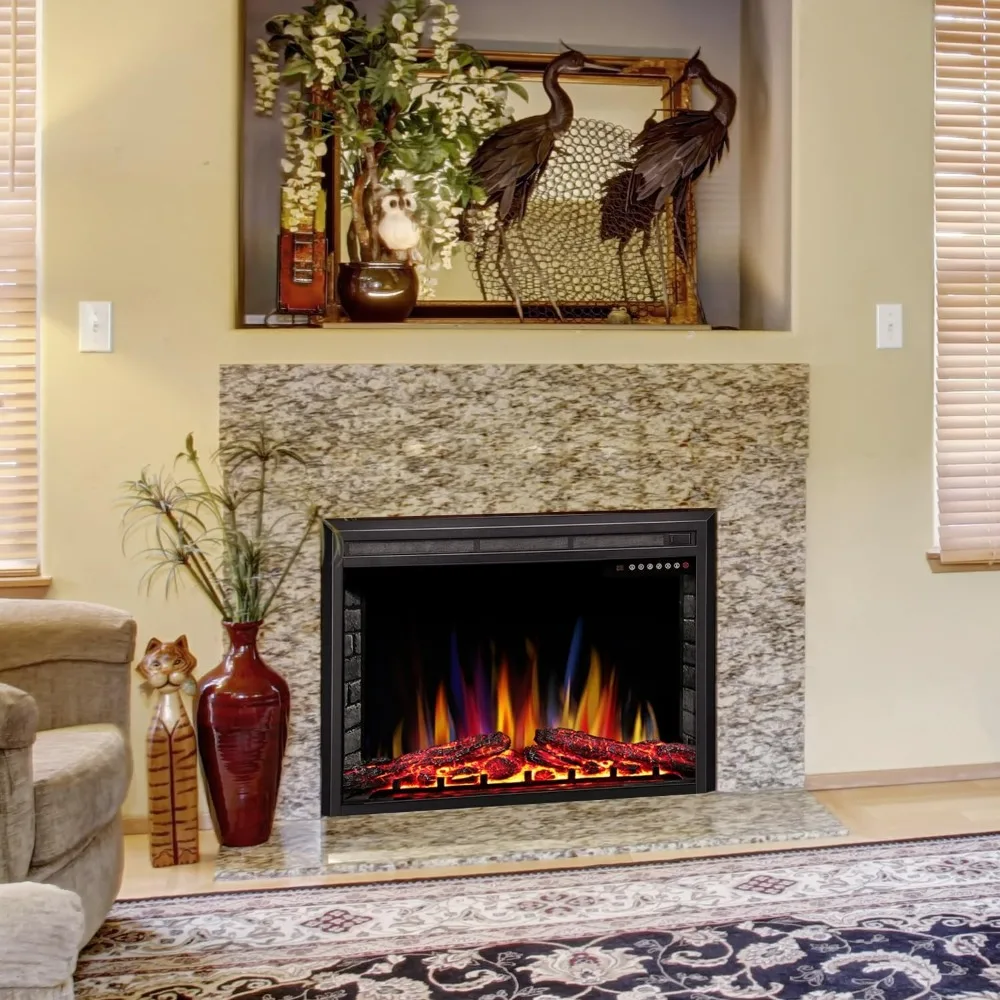 

36-inch Electric Fireplace Insert with Recessed Stove Heater, Touchscreen Controls, Remote Operation, Adjustable 750W to 1500W P