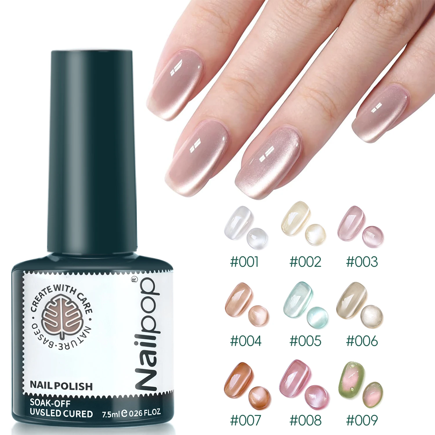 Nailpop 7.5ml Water Glow Cat Eye Magnetic Top Coat Shimmering Glass Bead Magnetic Gel Nail Polish Semi-Permanent UV Gel