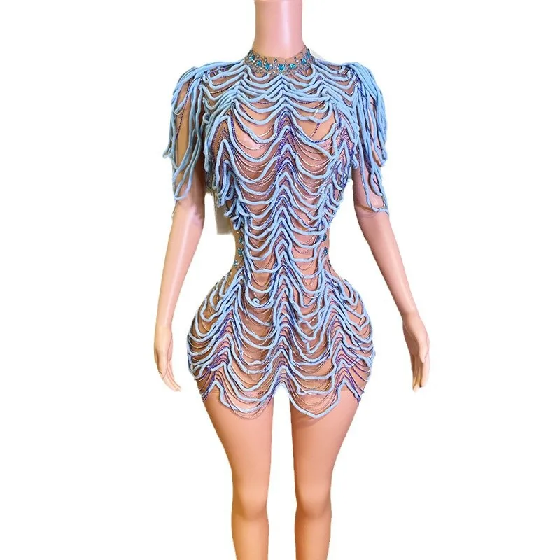 

Pink Coil Waist Pinch Hip Skirt Birthday Light Luxury Short Dress Female Singer Performance Clothes High-end Atmosphere パーティードレス