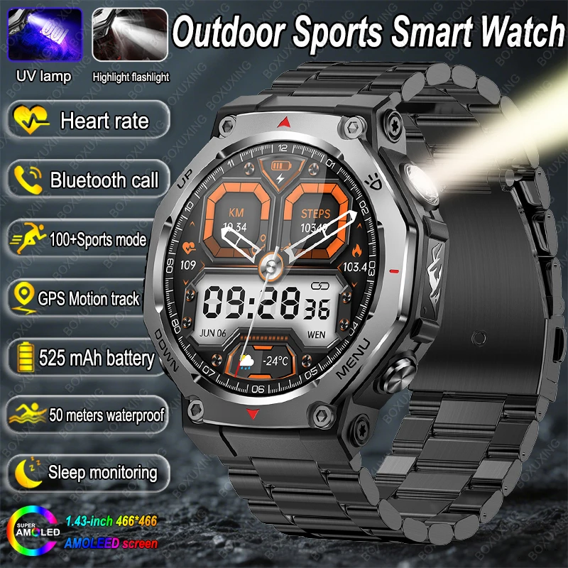 New Military T-Rex 3 Ultra Smart Watch Men AMOLED 5 ATM Waterproof GPS Sports Motion Track Heart Rate Bluetooth Call Smart Watch