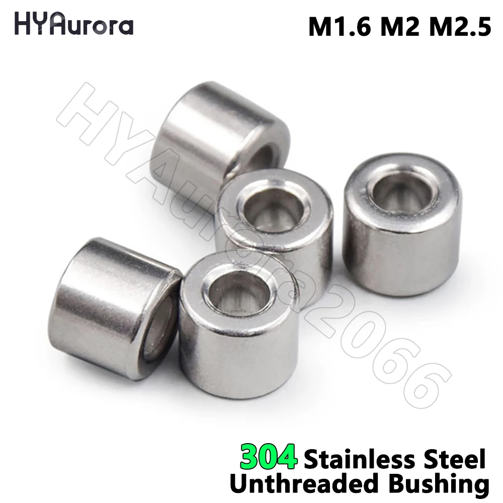 M1.6 M2 M2.5 304 Spacer, Stainless Steel Unthreaded Bushing Washer, Round Hollow Standoff, Straight Through Column Gasket Sleeve