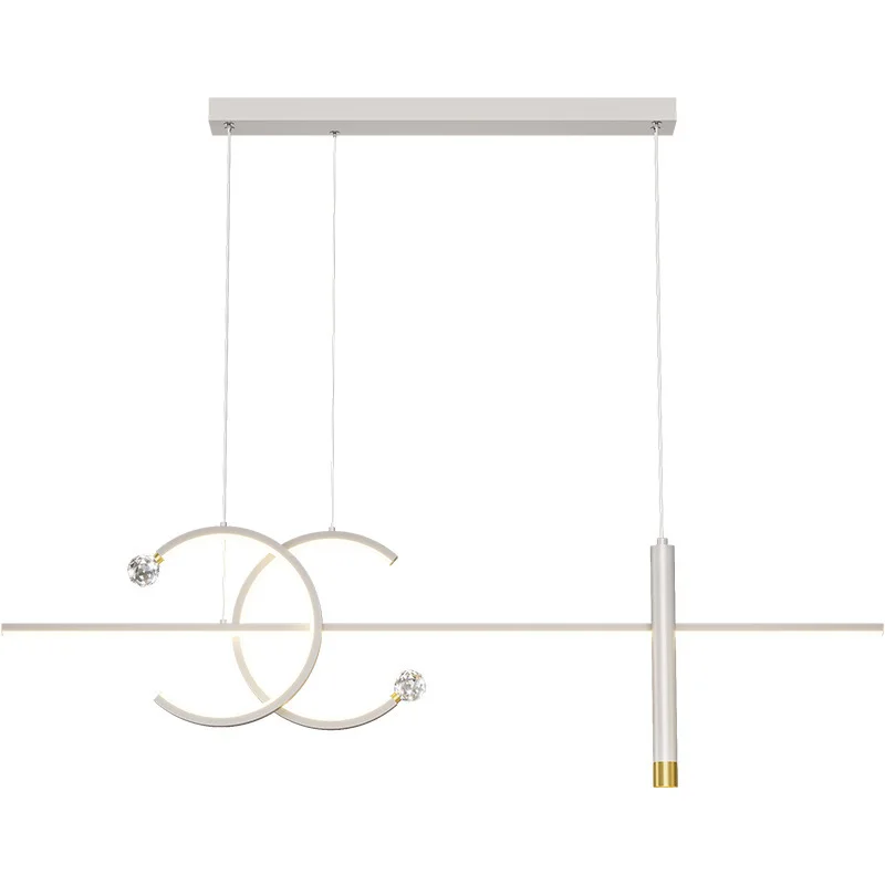 

Dining room chandelier simple modern creative light luxury long strip new Nordic with dining room table bar