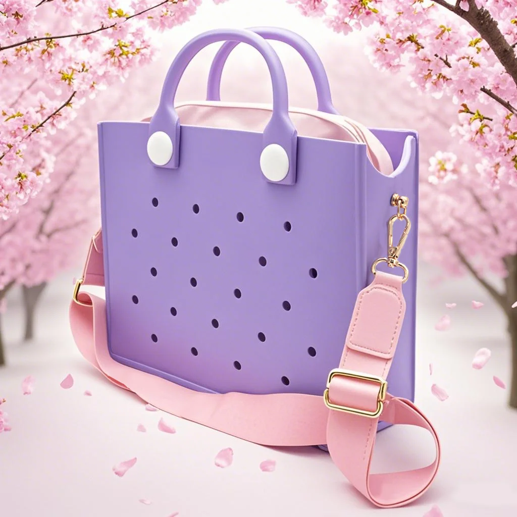 The orange guy Purple Women Fashion New EVA Punched Handbag Casual Waterproof Travel Tote Bag Fit Charms Outdoor Beach Bags