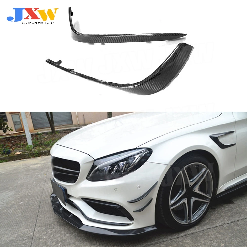 

For C Class W205 Carbon Fiber FRP Front Bumper Foglamp Eyelid Cover Trims for Benz W205 C63 AMG C205 C260 C300 Sedan Coupe 15-17