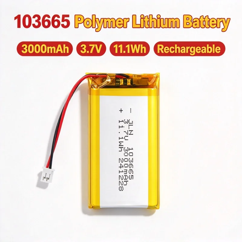 103665 Rechargeable Polymer Lithium Battery 3000mAh 3.7V Li-ion Battery for Game Console Hand Warmer Walkie Talkie