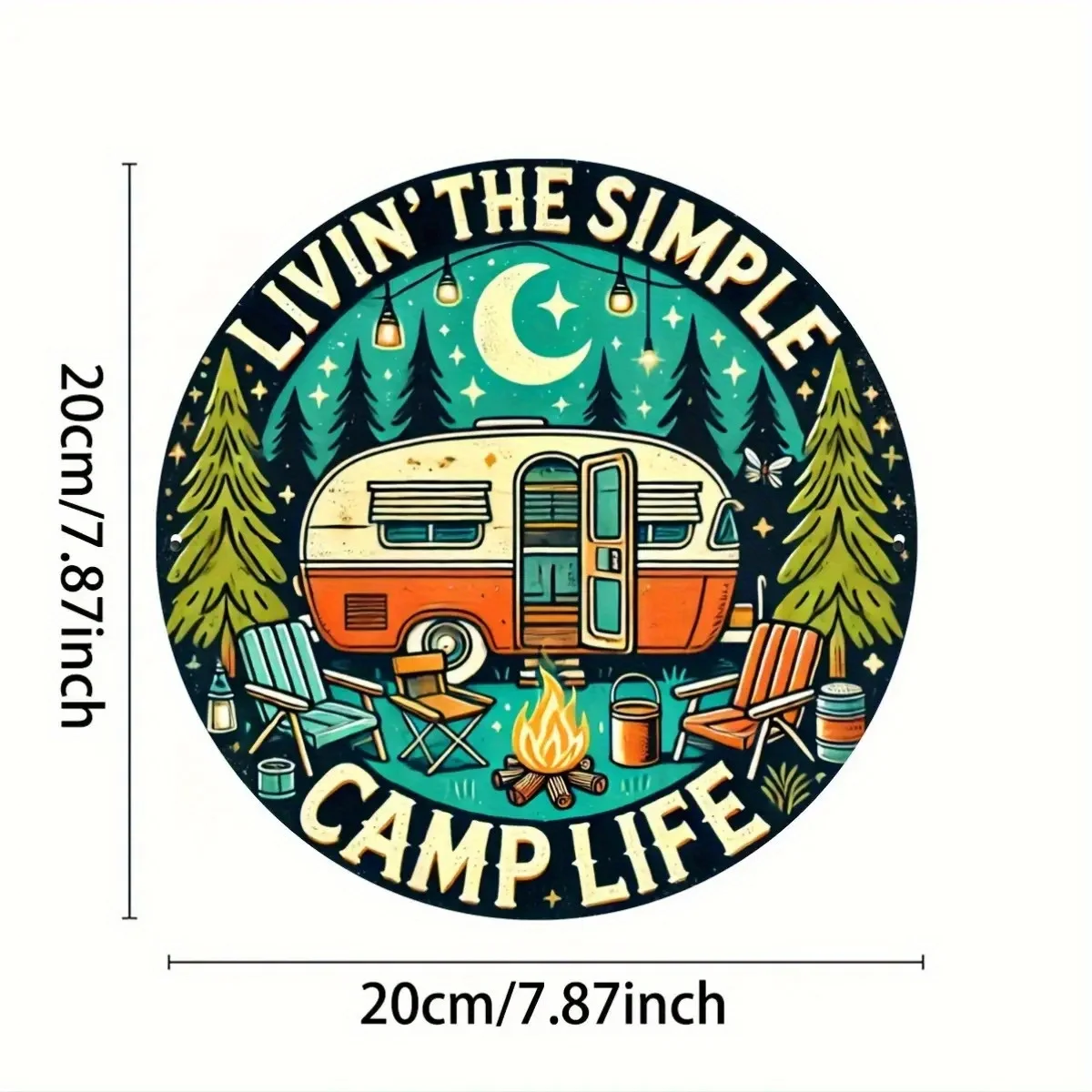 Panneau de Camping 2D plat 2D en aluminium, 1 pièce, 7.87x7.87 pouces, 1 paquet, décoration artistique murale pour camping-car Vintage, aventure en plein air gravée