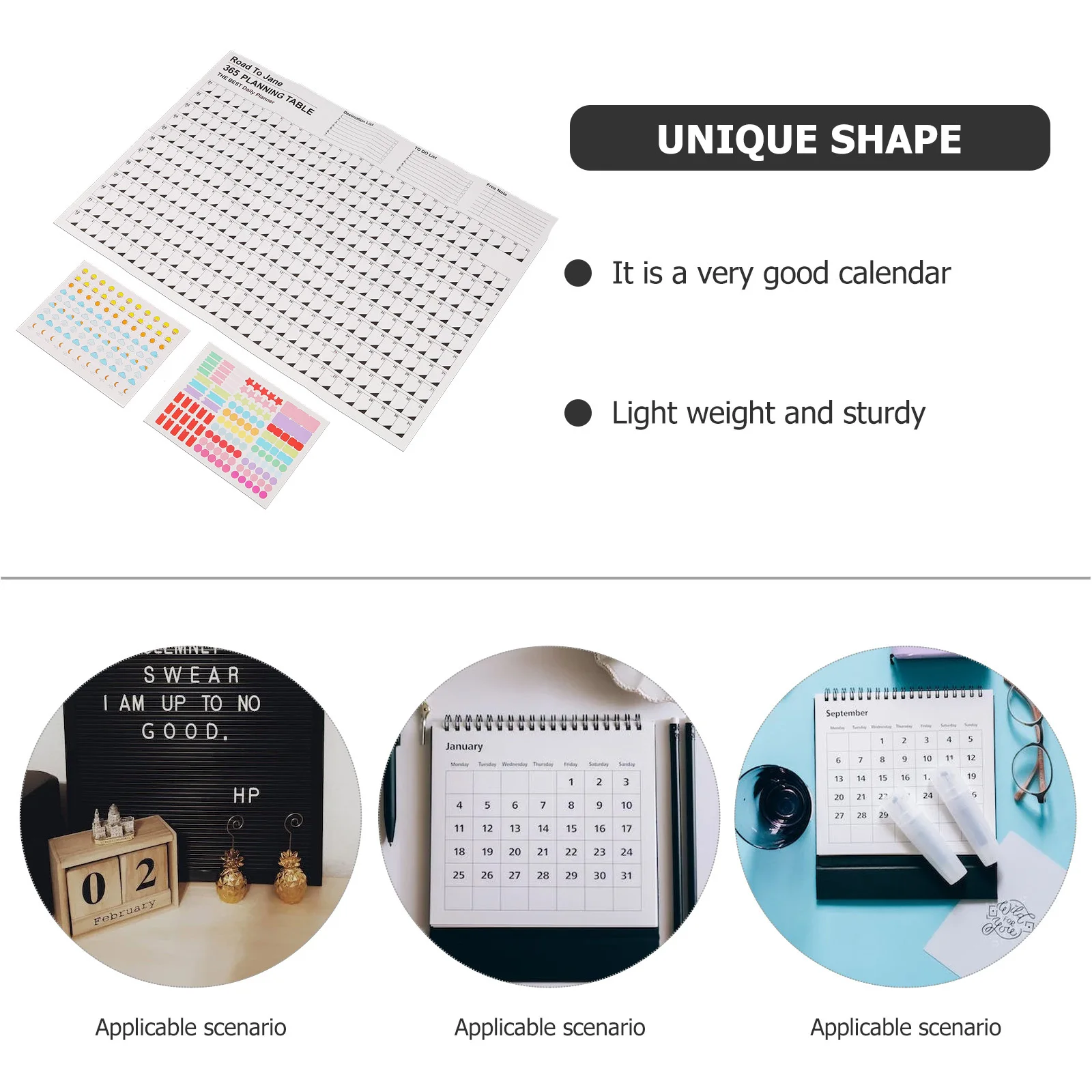 

2pcs Yearly Wall Hanging Calendar Creative Planner Wall Calendar For Home Office Space-Saving Paper Year Planner With Memo Area
