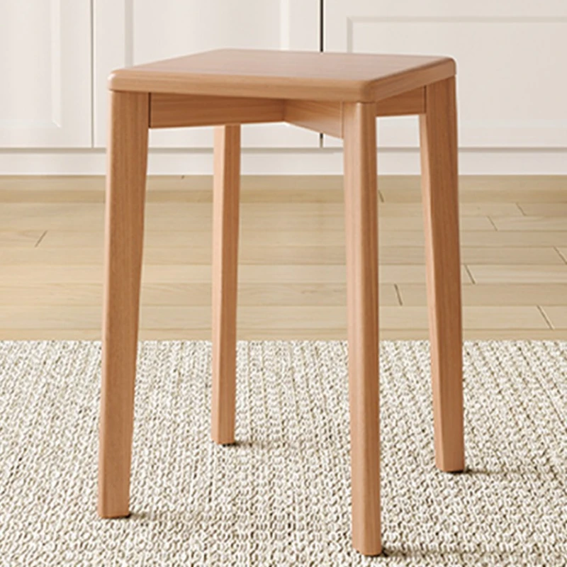 Modern Simple Stackable Solid Wood Dining Stools, SquareWooden Low Seats, Multifunctional Household Chairs forLiving Room Dining
