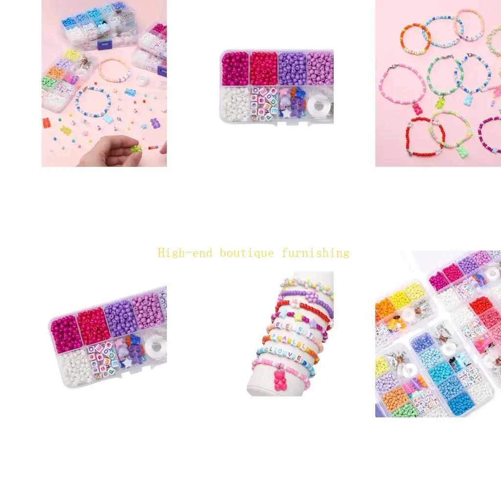 L9NB DIY Jewelry Making Set with Charm and Stretchy Cord in Storage Case