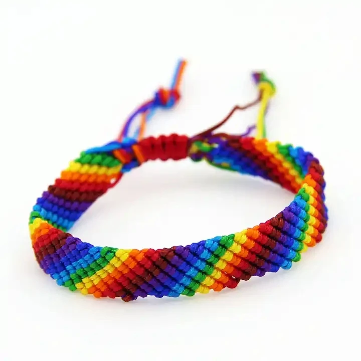 Multicolor String Rainbow Color Woven Friendship Bracelet Women 2024 New Fashion Cord Handmade Waterproof Beach Jewelry Present