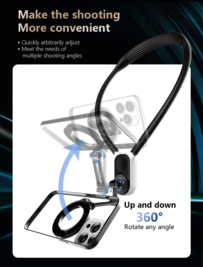 U-förmiger Hängehalter für Gopro Insta360 Action-Kamera, kompatibel mit Magsafe, magnetischer Nackenständer, tragbare Lazy-Phone-Halterung – Detail 6