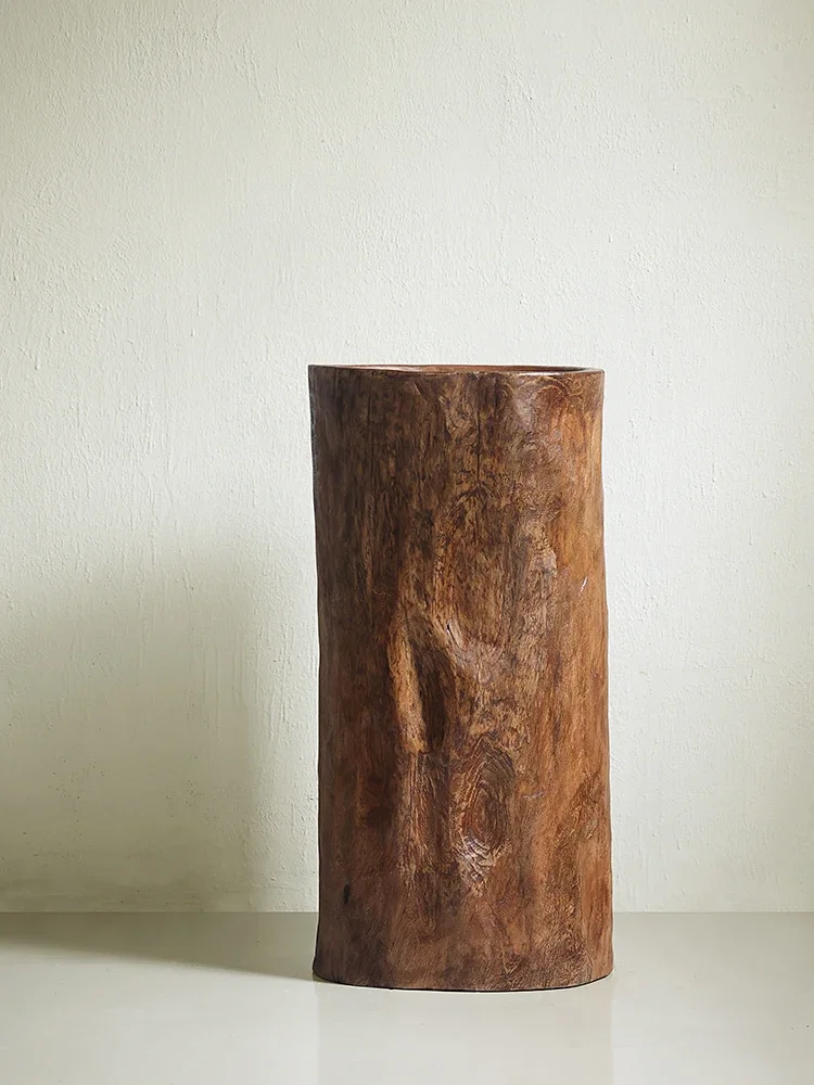 جهاز الخشب الصلب حفر كامل زهرة زراعة دلو خشبي الرجعية مزهرية كبيرة الديكور الحلي