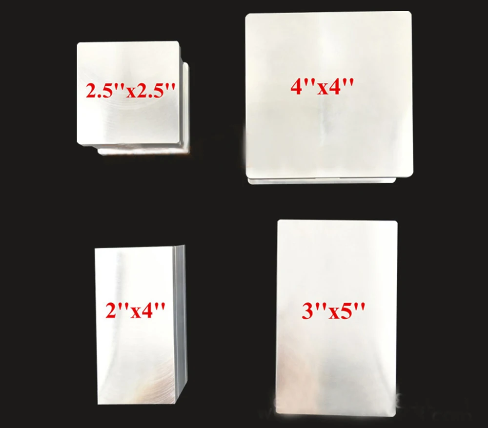 

4 Designs 4x4inch Sliver Rosin Pre Press Mold Aluminum Material Mold for Pressing Mode Machine Extracting More Size Bags