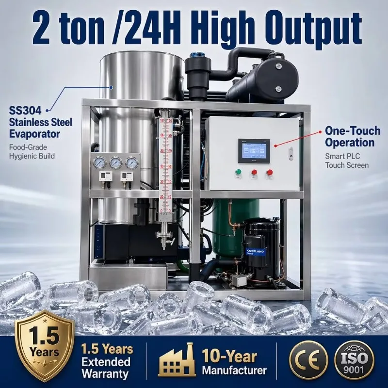 Customized tube ice maker ice bullet generator 5 ton daily industrial energy saving for commercial ice supply factory