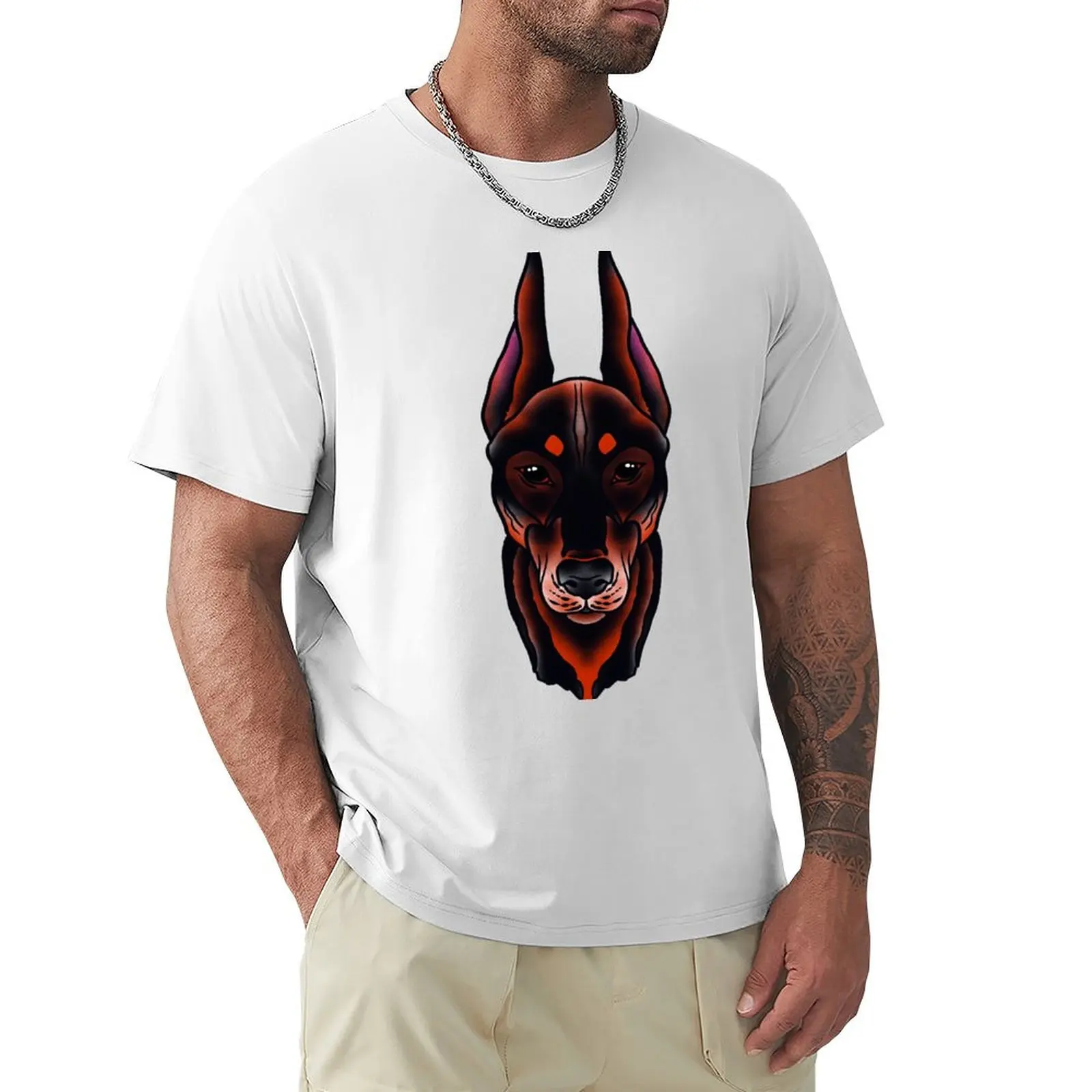 Doberman T-shirt for a boy anime clothes summer clothes t shirts for men cotton