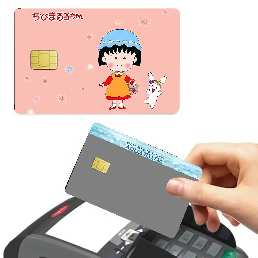 Catoon Chibi Maruko Chan Anime Cartoon Bear Skin Sticker Film Tape Case for Big Credit Debit Card Front Side