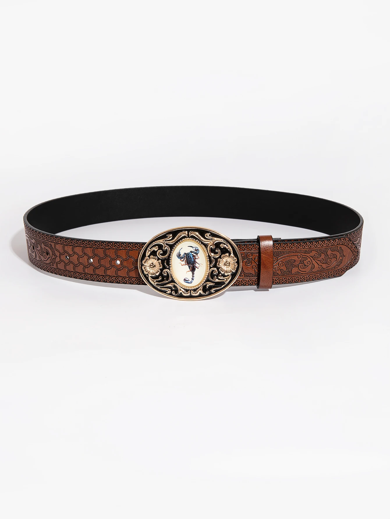 1 قطعة الرجال متعدد الألوان خمر منحوتة المحكمة العقرب مشبك التنين تنقش حزام الجينز حزام الزخرفية تنوعا #6