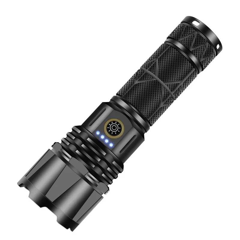 Rechargeable LED Flashlight High Power Zoomable Torch with Battery Display Outdoor Camping Emergency Light