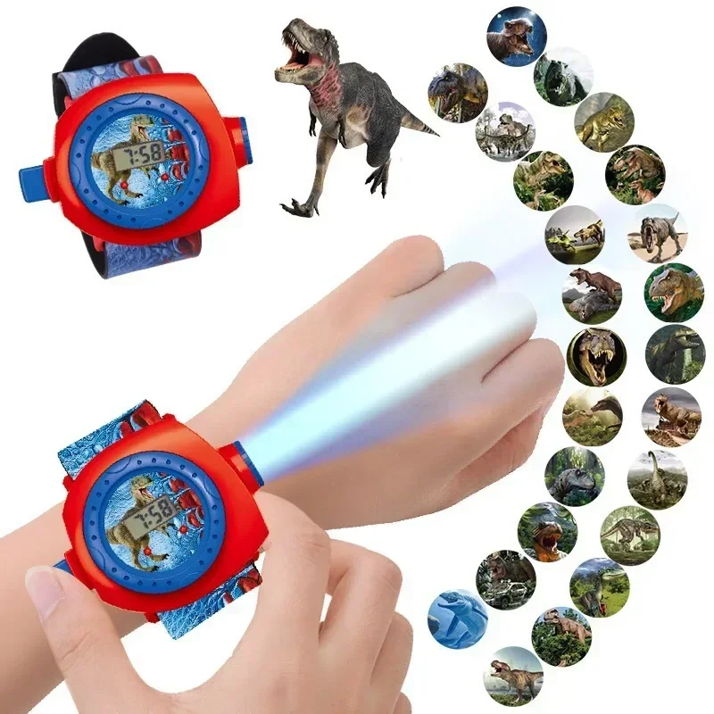 Dinosaur Projector Watch for Kids - 24 Image Fun Flashlight Luminous Toys Educational School Gift Children Electronic Watches