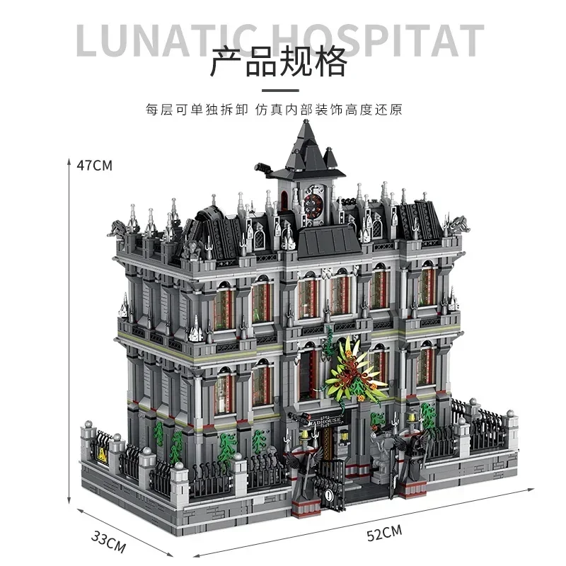 Juego de bloques de construcción modelo Lunatic Hospital para Niños, juguete de construcción con ladrillos serie 7537, Compatible con 613002, regalo de Navidad, 613001, piezas