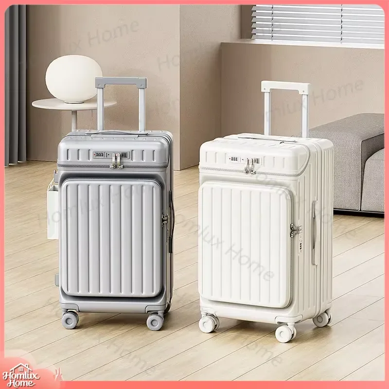 20 Inch Front Opening Carry On Luggage with Combination Lock Unisex 28 Inch Large Suitcase with Smooth Rolling Wheels