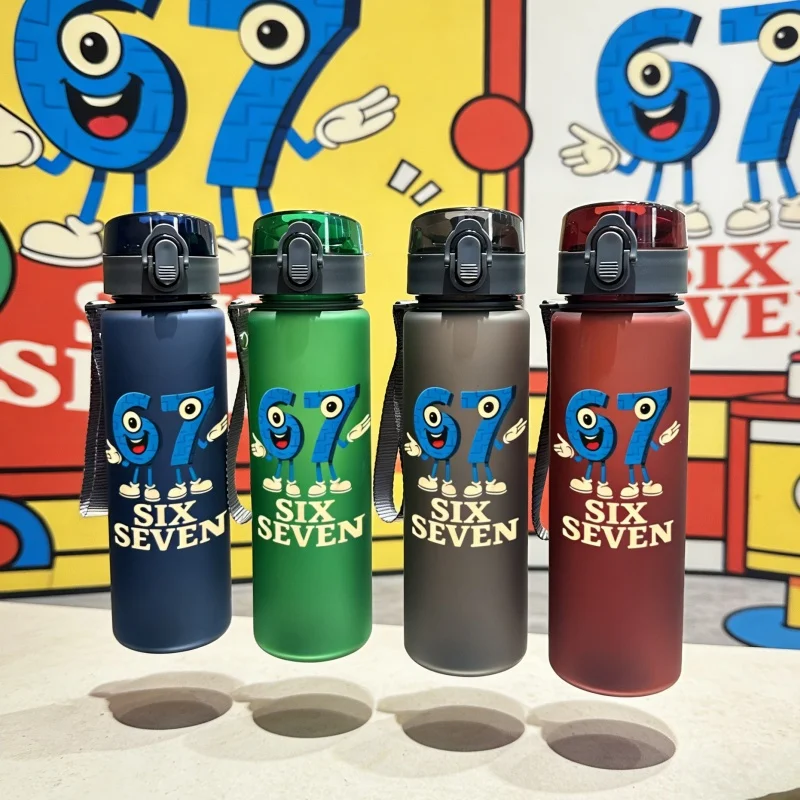 

Бутылка для воды с 3D-печатью, мультяшный дизайн, номер 67 – 3D-матовая текстура премиум-класса, стильная новинка, устойчивая к выцветанию, герметичная, легкая