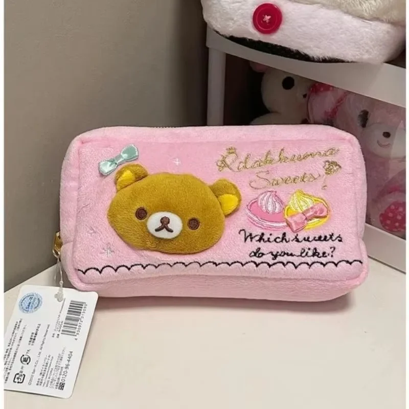 New Sanx Rilakkuma Vintage Sweets Series Plush Pencil Case Soft Pink Cute Zipper Stationery Storage Pouch For Daily Use
