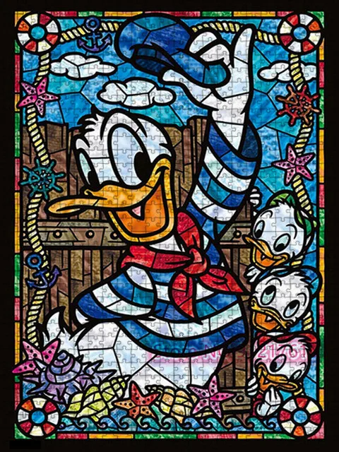 1000 Pieces of Jigsaw Puzzle Disney Diamond Painting Mickey Mouse and Donald Duck Portrait Children's Brain-Burning Puzzle Gift