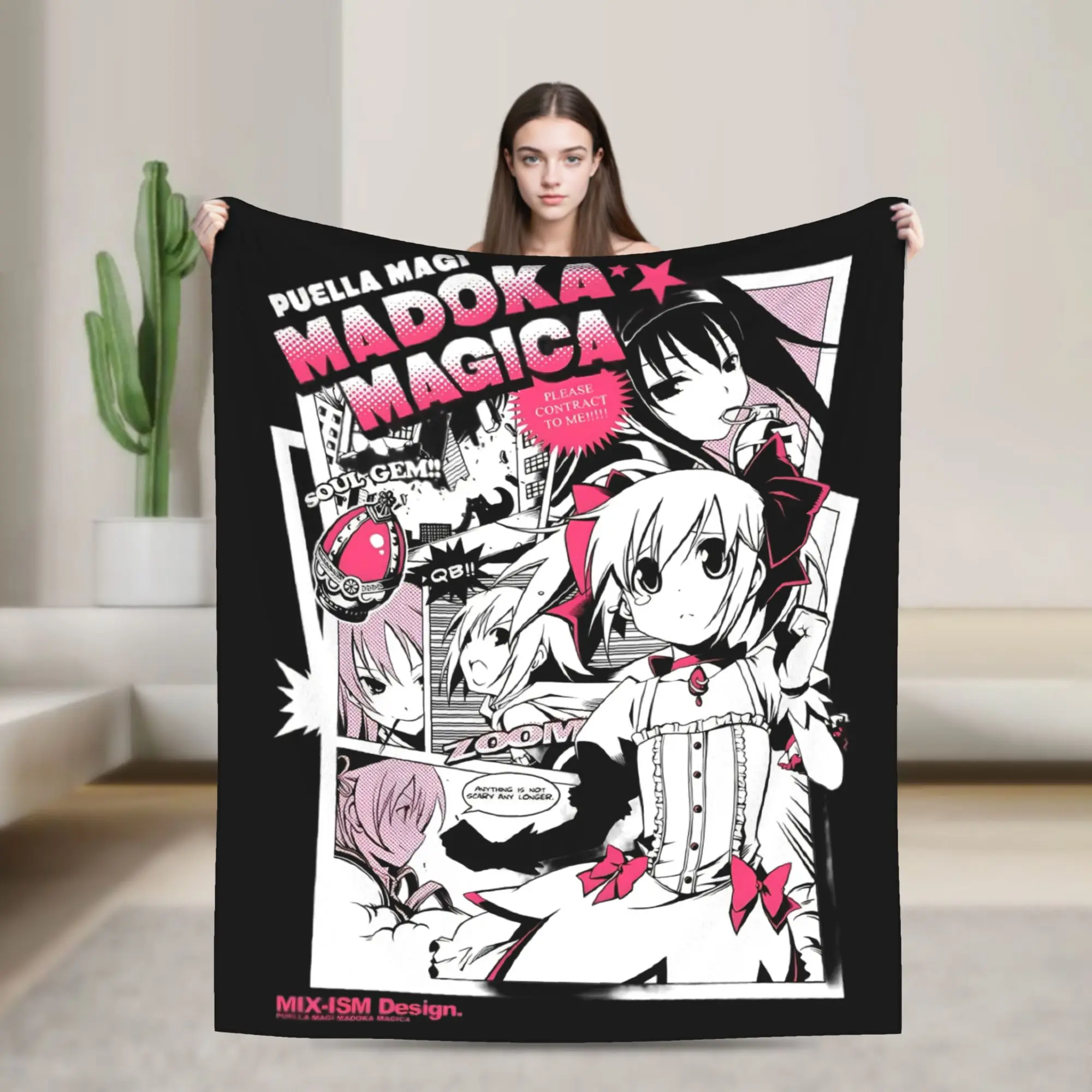 Puella Magi Madoka Magica Blankets Fleece Summer Air Conditioning Anime Breathable Soft Throw Blankets for Bedding Car Quilt