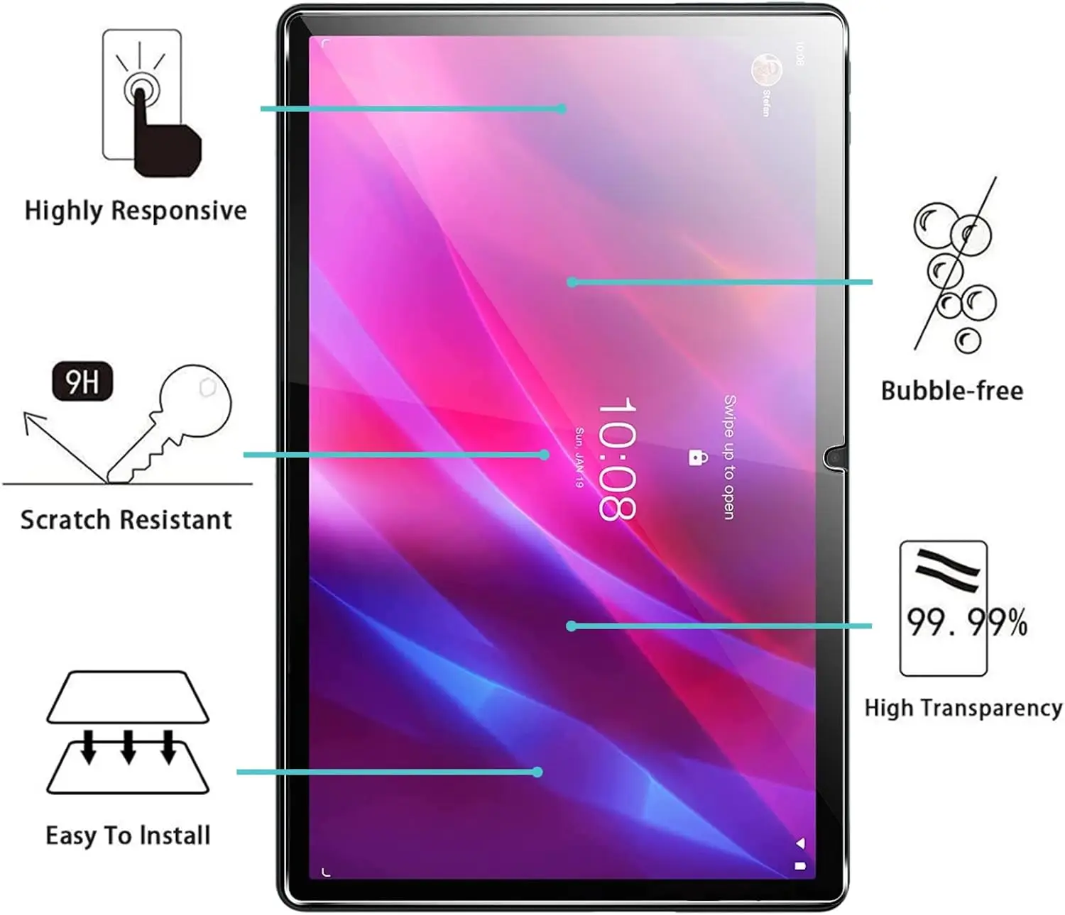 Tablet Screen Protector for Lenovo Tab P11 / P11 Plus (TB-J607/J616F/J606F/J606X) 11 inch High-Sensitivity Tempered Glass Film
