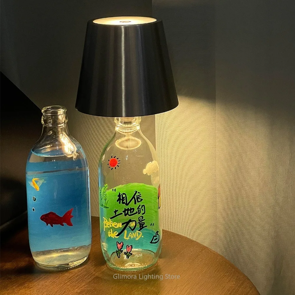 Glass Bottle Ambient Night Light for Desk Decor, Wine Bottle Table Lamp for Bar Counter,DIY Recreated Mood Lighting for Home Pub