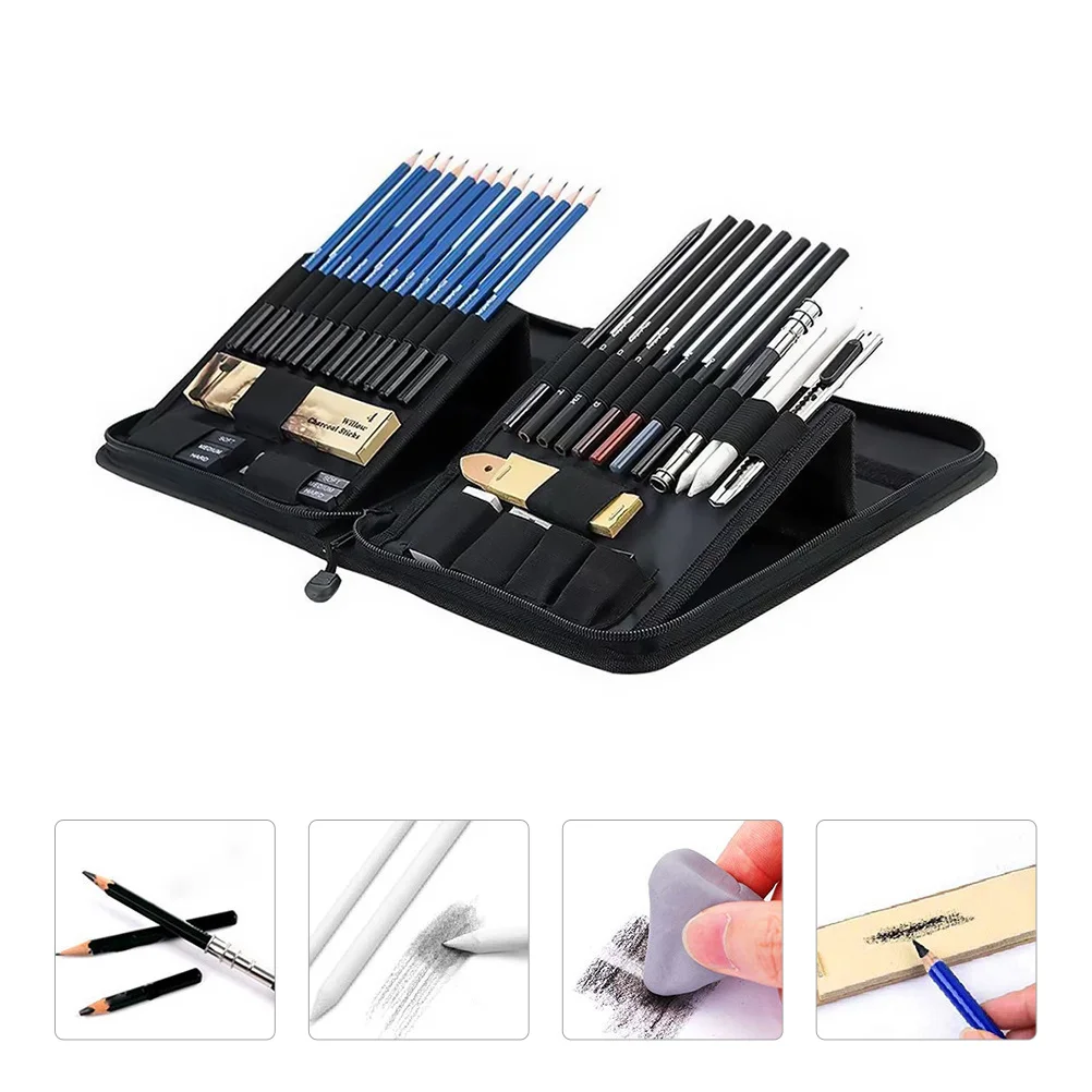 

40Pcs Drawing Sketch Pencil Set Sketching Pencils Art Painting Supplies Lightweight Portable Eco-Friendly Bag Drawing Tools