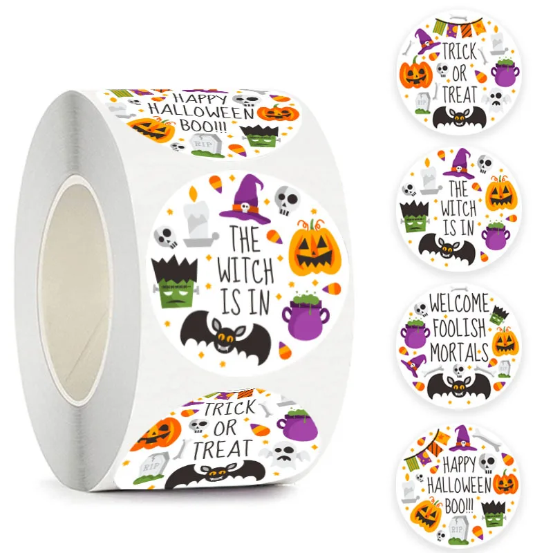 50-500 pcs Kids Toy Animals Happy Halloween Thanks Decorative Sticker Sticker Label 1 Inch