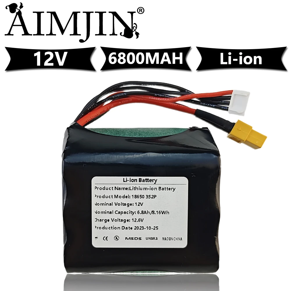 3S2P 12V 6800mAh  High Capacity UAV Rechargeable Li-ion Battery For Various RC Airplane Drone Quadrotor XH2.54-4P XT60