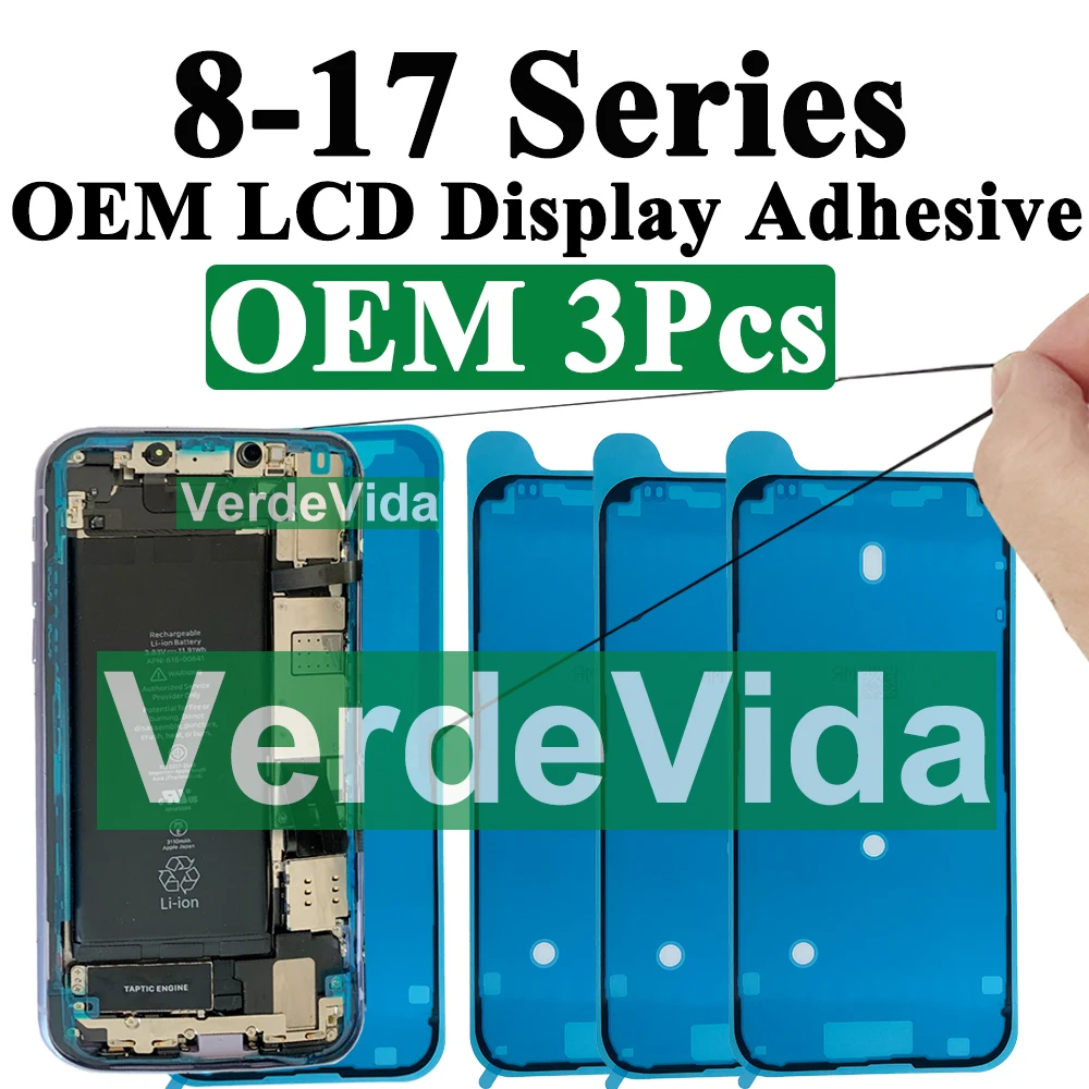 3pcs Waterproof Front LCD Adhesive Seal Tape for iPhone 8–17 Series SE XR XS 11 12 13 14 15 16 Pro Max Repair Replacement Parts