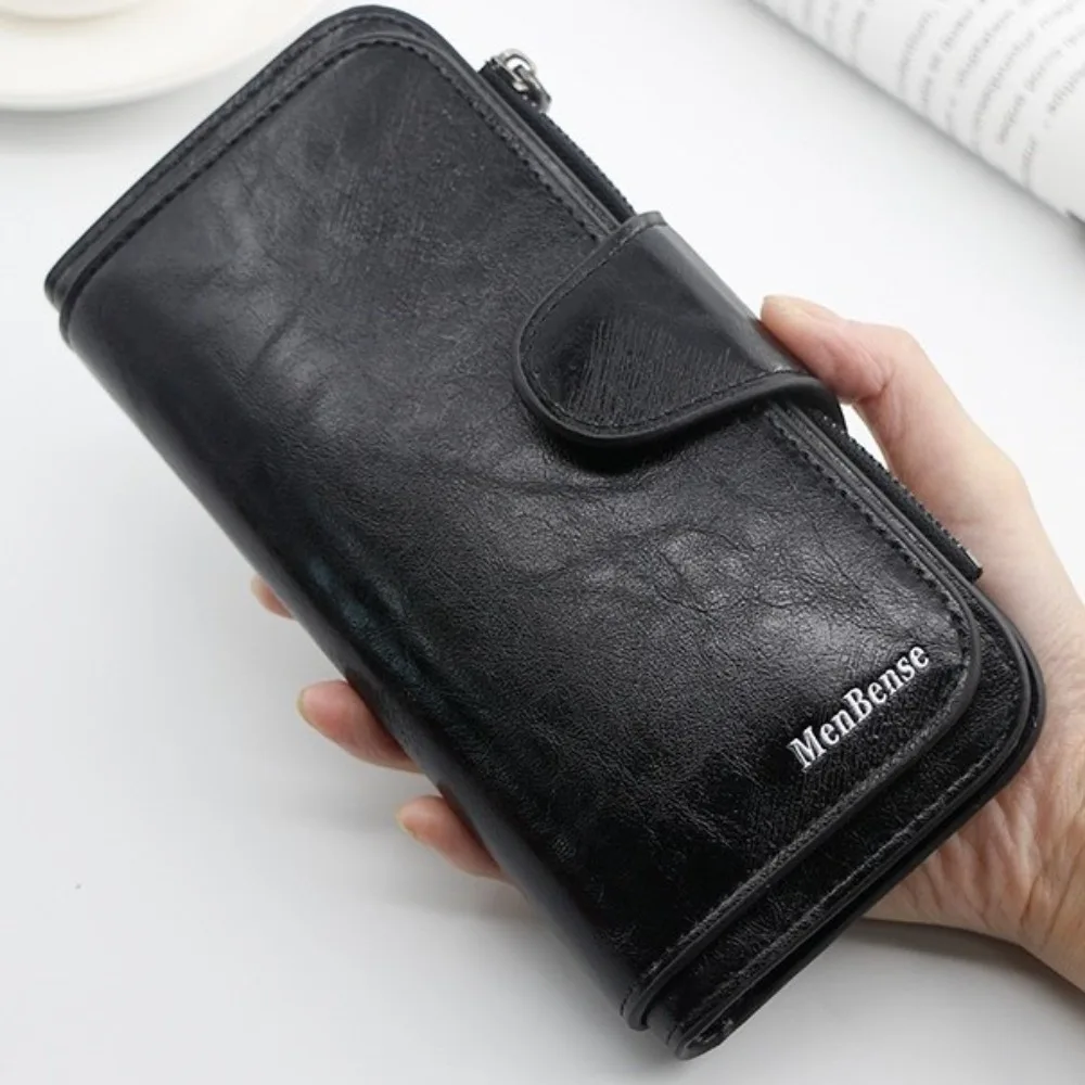 

Large Capacity Women Long Wallet Korean Style Solid Color PU Leather Wallet Multifunctional Multi Card Solt Clutch Bag Men